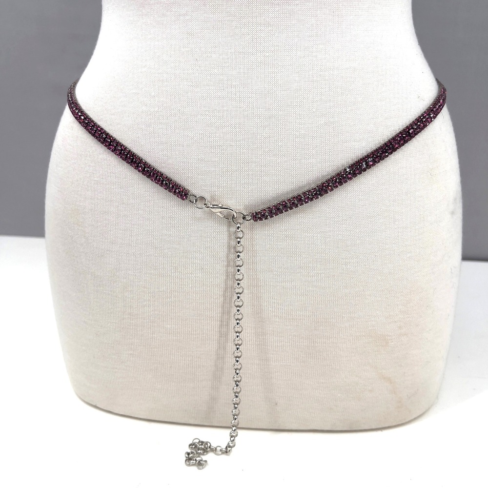 Rhinestone Waist Belly Chain Jewelry Silver‎ Hot Pink Body Chain Rave Party